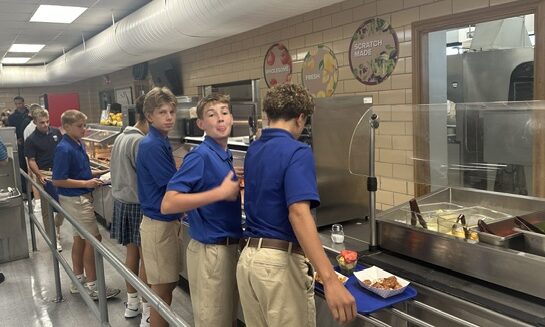 Freshmen boys in the lunch line. Photo courtesy of Mr. Blake Marth.